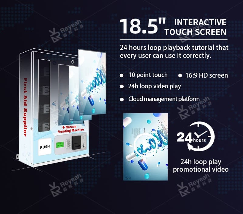 Reyeah A02 - Wall Mounted Narcan Vending Machine - Touch Screen
