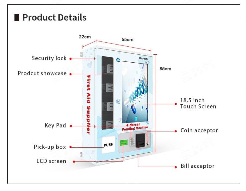 Reyeah A02 - Wall Mounted Narcan Vending Machine - Product Parameter