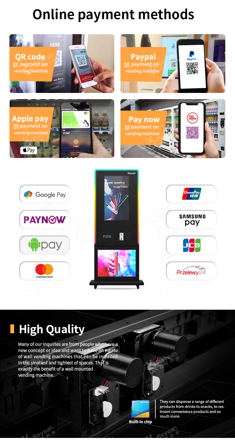 Biometric Verification Vape Vending Machine - Payment Methods